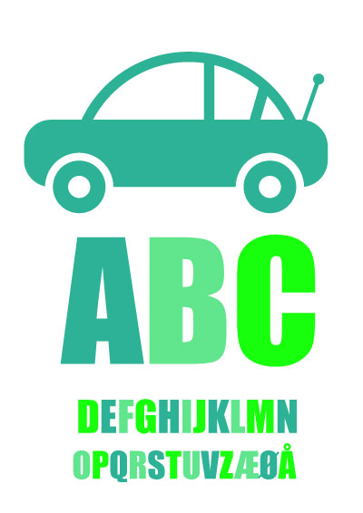 Alfabet med grøn bil